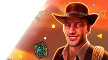 Image of an explorer character with a hat, symbolizing the Welcome Bonus at Booi Casino with an adventurous theme.