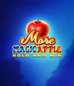 Step into the enchanting world of the More Magic Apple slot game by 3 Oaks Gaming, highlighting a luminous red apple against a rich blue background. This graphic conveys the game's theme of enchantment and wonder. Perfect for fans of fantasy, the vibrant visuals and enticing artwork draw players into the game's magical world. 