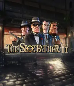 Enter the nefarious world of The Slotfather Part II game by Betsoft, showcasing four iconic mafia characters set against a dark urban backdrop. This graphic captures the intense theme of the mafia underworld with its striking character design and ominous setting. Great for lovers of gangster-themed games, offering a thrilling adventure. 