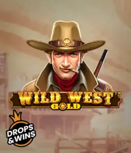  Meet the daring sheriff of "Wild West Gold," a popular slot game by Pragmatic Play. The visual features a determined sheriff with a golden star badge, set against a dusty Old West town backdrop. The game's title is prominently displayed in a stylized font, accentuating the Wild West adventure theme. 