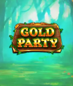 Enter the magical forest of Gold Party slot by Pragmatic Play, showcasing a rustically styled wooden sign engraved with golden letters. The backdrop of misty green forest that adds a touch of enchantment to the overall ambiance. Great for fans of enchanted forest settings, promising a whimsical escape. 